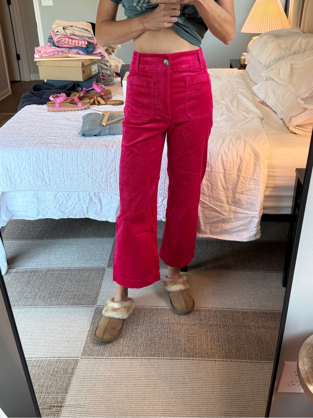 Maeve Bright Pink Wide-Leg Corduroy Pants - Picture 4 of 4